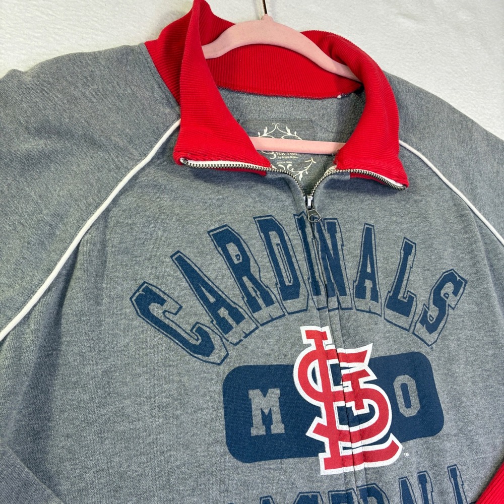G-III Alyssa Milano St Louis Cardinals MLB Track Jacket Gray Red Womens XL